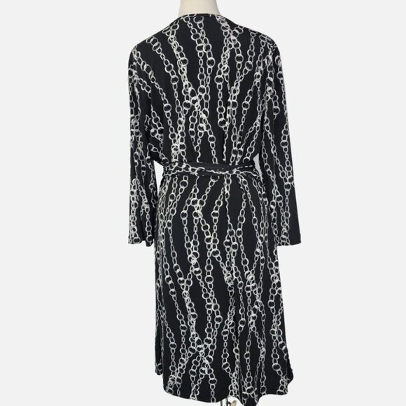 NWT Banana Republic Black & White Chain Stretch Wrap Dress XS - Picture 7 of 9